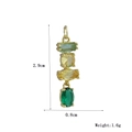 Détail du pendentif en pierres colorées avec dimensions 2,9cm x 0,8cm et poids de 1,6g - Style Vertical à 4 Gemmes Vert Clair