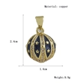 Detail of copper egg pendant featuring blue enamel stars and crystal inlay - Starry Blue Enamel Sphere (06)