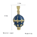 Detailed view of dark blue enamel hot air balloon pendant with copper dimensions - Blue Enamel Hot Air Balloon (8)