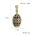 Detailed size specifications of a vintage black enamel copper egg pendant with gold dots - Black Enamel Egg (14)