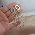 Gold and silver tiered metal hoop drop earrings with intertwined snake chain rings - Gold-Silver Mixed Multi Hoop Tassel Style (02)