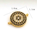 Détail d'un pendentif œil maléfique de 1,6 cm avec cristaux micropavé et double anneau - Connecteur Rond Doré (9)