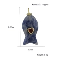 Natural blue stone fish pendant with red heart inlay and copper gold plating - Blue Spot Stone With Rhinestone