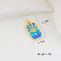 Detail van rechthoekige blauwe emaille hanger met oog- en stermotief en afmetingen - Blauwe Oog Stijl (03)