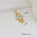 Hamsa Hand Anhänger mit Teufelsauge, Maße 2,8 cm x 1,5 cm, Gewicht 2,1 g, vergoldet - Hand der Fatima Strass Anhänger (17)
