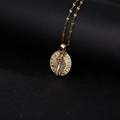 Vintage cobra pendant necklace with multicolored gems on a round gold-plated medallion - Colorful Rhinestone Cobra Style (210988)
