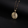 Golden cobra pendant necklace with white zircons and green gemstone eyes on flat wave chain - White Zirconia Green Eye Cobra Style (210989)
