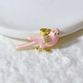 Pink enamel parrot bird pendant with micro-set zircon in 18K gold-plated copper finish - Pink Enamel Bird Style (7)