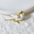 Exquisite 18k gold plated white bird pendant with sparkling rhinestones and golden accents - White Enamel Bird Style (8)