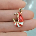 Mini Hummer Anhänger mit rot-weißem Emaille in 18k Goldbeschichtung für DIY Schmuck - Rot Weiß Emaille Garnele Stil (26)
