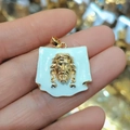 18K vergoldeter Jesus-Porträt-Anhänger mit hellblauer Emaille für DIY-Schmuckherstellung - Jesus Kopf Schild Emaille Anhänger (32)