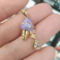 Mini-Eistüten-Anhänger aus 18k vergoldetem Kupfer mit lila Emaille und Zirkonia - Eistüte Stil (30)