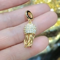 Quallen-Anhänger mit 18 Karat Vergoldung, glitzernden Zirkonia und gewellten Tentakeln - Strass Qualle Stil (31)