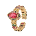 Adjustable gold vintage ring with marquise red stone and colorful crystal accents - Red Marquise Stone (01)