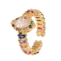 Golden adjustable ring with marquise zircon and colorful multi-gemstone inlay - White Multicolor Marquise Stone (07)