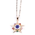 Goldene Stern-Halskette mit Evil Eye Motiv und bunten Zirkonia-Steinen - Tiefblauer Augenstil (210857)