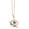 Goldene Stern-Halskette mit Evil Eye Anhänger und bunten Zirkonia-Inlays - Grüner Augenstil (210858)