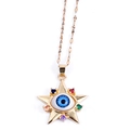 Goldene Sternenkette mit Evil Eye Anhänger und bunten Zirkoniasteinen für Damen - Blauer Augenstil (210859)