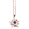 Sternförmige Evil Eye Halskette mit bunten Zirkoniasteinen und Goldlegierung - Hellblauer Augenstil (210860)