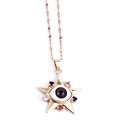 Sternförmige Evil Eye Halskette mit bunten Zirkonia und goldener Kette - Königsblauer Augenstil (210861)