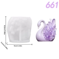 Rose swan silicone mold for resin craft with purple swan artwork and size dimensions - Rose Swan (lz-661-135) / lz-661-135