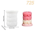 Stampo cilindrico in silicone bianco per candele cuore 3D con dimensioni indicate - Cuore Cilindrico a Tre Strati (lz725-110)