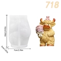 Siliconen mal van een schattige hooglandkoe met rozen voor Valentijnsdag kaarsdecoratie - Hooglander Stijl (lz718-100)