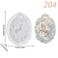 Horse and floral relief silicone mold with dimensions for DIY aromatherapy candle making - Running Horse And Rich Floral (pm204-85)