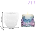 3D floral column silicone candle mold with Love engraving and rose pattern, 6.8x7.6cm size - Full Flower Love Pillar (lz-711-105)