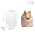 3D Hasen-Ei Silikonform für DIY Kerzen mit geprägten Blumendetails und Größenangaben - Gentleman Hase in Eierschale (lz758-145)