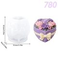 Moule en silicone bougie cœur fleurs violettes avec relief rose et nœud - Boîte Cadeau Cœur Rose (lz780-180)
