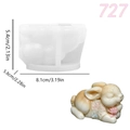 Cute bunny silicone mold for DIY candles with size measurements 5.4cm x 5.8cm x 8.1cm - Rose Prone Rabbit (lz727-75)
