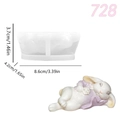 3D sleeping bunny silicone mold for Easter DIY resin and candle crafts, 8.6cm size - Rose Side Lying Rabbit (lz728-55)