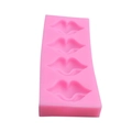 Pink silicone lip shape mold with four cavities for chocolate and fondant cake decoration - Style 3 Vertical Four-Hole Lips