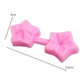 Pink silicone flower mold with two petal shapes and dimension labels 9.5cm and 4cm - Pentas / Pink