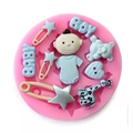 Pink silicone baby boy mold for fondant with giraffe and bear shapes for cake decor - Boy Theme Letter Pattern (2#)