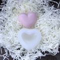 DIY 3D heart silicone mold for chocolate with a light pink finished craft sample - 2.5 Inch Solid Heart