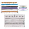 Silicone relief border mold for fondant and cake decoration with seven rope and leaf patterns - Decorative Strip Pattern Mold (50-2096-B) / 19x12x1cm / Gray