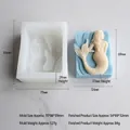 Meerjungfrau-Relief-Silikonform für Kerzen und Gips mit Maßen und Produktbeispiel - Meerjungfrau-Stil (1#) / Weiß