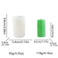 Leaf cylinder silicone mold for DIY candles with dimensions and green finished sample - Lavender