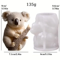 3D Koala silicone mold and finished resin figure with precise size measurements - Koala Hugging Tree Style (lz-237)