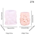Cylindrical floral relief silicone mold and finished pink lily rose candle beside it - Lily Pattern Style
