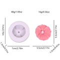 White silicone flower mold with pink floral cast, including detailed weight and dimensions - Four-Petal Flower