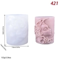 Silicone mold for sun and moon face candle with dimensions 9.3x7.8cm and pink sample - Moon Goddess Face Cylinder (lz-421)