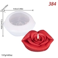 Detail view showing a 3D rose candle silicone mold with specific size and weight dimensions - Single Rose Lips (lz-384)