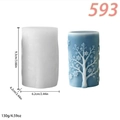 Molde cilíndrico de silicona con copo de nieve y árbol para velas y artesanías DIY - Árbol de Copos de Nieve Cilíndrico (lz-593)