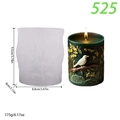 Translucent bird pillar silicone mold with dark green embossed floral bird candle - Bird Perching Rhythm (lz-525)