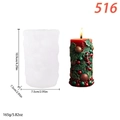 Christmas pillar candle silicone mold with Santa Claus and holly berry textures - Berry Holly Santa Style (lz-516)