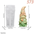 Gnome silicone mold for DIY candles showing floral hat gnome model and dimensions - Lotus Gnome (lz-573)
