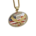 Hip hop American flag eagle pendant necklace with sparkling rhinestones in gold finish - Gold / Pendant Only (Without Chain)